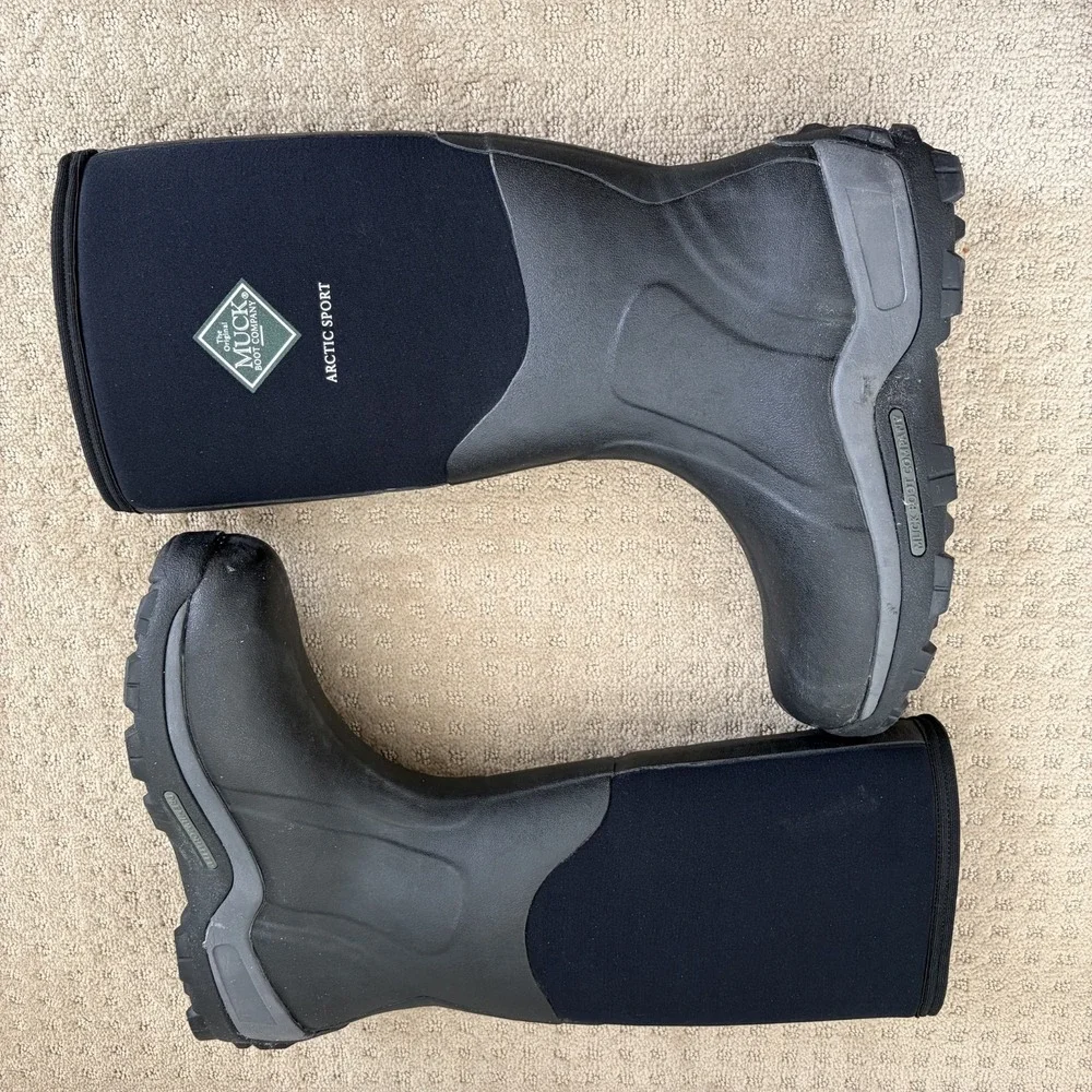 Muck Boot Arctic Sport Pull on Boots M11 W12 Black Tall Waterproof  Soft Toe